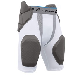 CHAMPRO Unisex-Adult Tri-Flex 5-Pad Integrated Girdle, White, Grey Inset, Adult Small