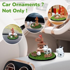 8 PCS Animal Car Dashboard Decorations, Cute Resin Cow Rear View Mirror Figurines Ornaments, Automotive Interior Accessories for Vehicles, SUV, Truck (Cow, 3 inch)