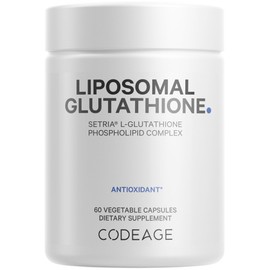 Codeage Codeage Liposomal Glutathione Supplement - Pure Reduced Setria L-Glutathione, Liposomal Delivery, Phospholipid Complex - Encapsulated Glutathione Powder Pills - Vegan, Non-GMO - 60 Capsules