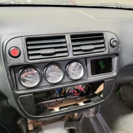 CBC 3 Gauge Pod Radio Single Din TEXTURED Triple 52mm Civic Del Sol CRX Honda Stereo