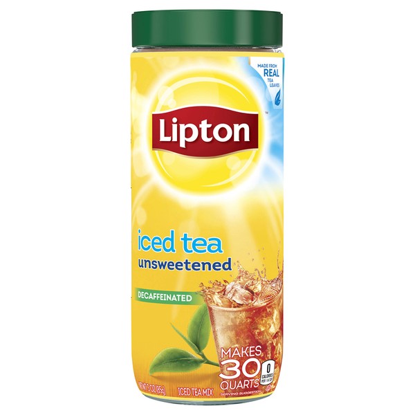 Lipton Iced Tea Mix, Black Tea, Unsweetened Iced Tea, Decaf Tea, Makes 30 Quarts(Pack of 6)