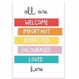 All Are Welcome Classroom Poster - Positive Affirmations - Inspiring Uplifting School Poster - Elementary 12 x 18 Inch - Classroom Decor - Classroom Must Haves - Back To School Decor - CPS0341