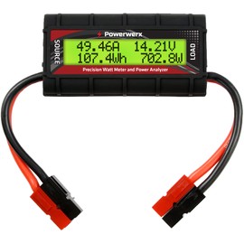Powerwerx Watt Meter-PP, DC Inline Power Analyzer, 45A Continuous, 12 Gauge with Anderson Powerpole Connectors