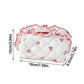 Quilted Travel Cosmetic Bag Organizer Stylish Cherry Print Makeup Pouch with Secure Zipper, Lightweight Toiletry Bag for Essentials