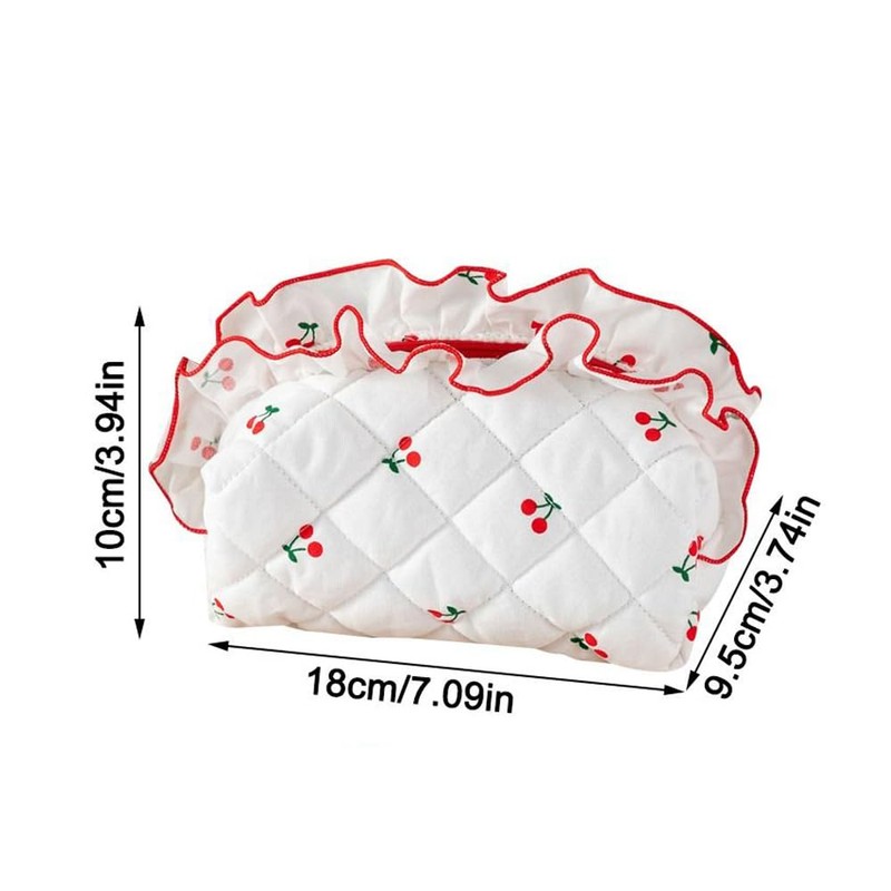 Quilted Travel Cosmetic Bag Organizer Stylish Cherry Print Makeup Pouch