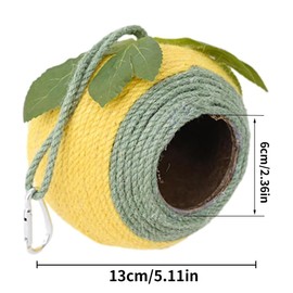 AIMALL Coconut Shell Bird Nest with Colourful Braided Rope and Leaf Decor | Hanging Cage Bed for Parrots Budgies Lovebirds Finches