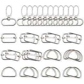 Zasvec Carabiner Bag 25 mm Pack of 36 Bag Accessories for Sewing Snap Hook D-Rings Sliding Buckle Snap Hook Buckles Metal Ring for DIY Bag Accessories Silver, silver