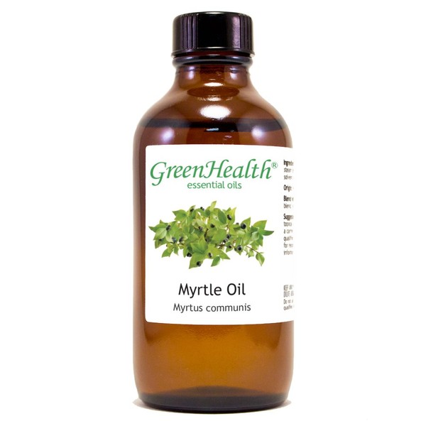 Myrtle Essential Oil (Morocco) – 4 fl oz (118 ml) Glass Bottle w/Cap – 100% Pure Essential Oil – GreenHealth
