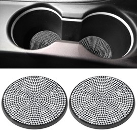 2 PCS Car Cup Coasters, Universal Cup Holder Coaster for Car Interior Accessories, Bling Cup Holders Insert for Women Non-Slip Silicone Car Cup Holder Coasters for Jeep Hyundai Kia Toyota Subaru
