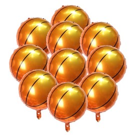 BIEUFBJI 10-Piece 18 Inch Basketball Balloons - Orange, Gold - Sports Event - Men's Basketball Theme Party Decoration for Boys, Children