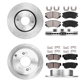 Callahan CRK11308 FRONT 279.7mm + REAR 262mm Premium OE 5 Lug [4] Brake Rotors + Ceramic Pads + Clips [fit Hyundai Sonata Tucson Kia]