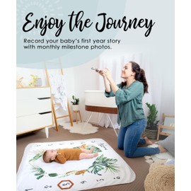 Baby Monthly Milestone Blanket for Baby Boy - - Extra Cosy 46”x46” - - Perfect Monthly Photo Prop to Capture Newborn to 12 Month Growth - - Unisex