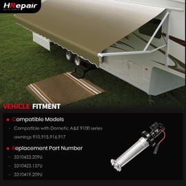 HRepair 3310423.209U RV Awning Motor Replacement Dometic 9100 Awning Motor,Power Awning Extension Motor,RH Torsion Assembly-Black