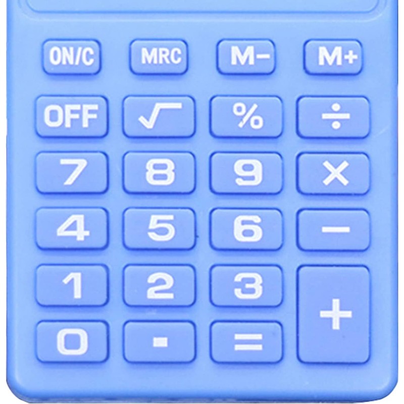 Blue Basic Standard Calculators Mini Digital Desktop Calculator, Solar Power