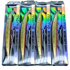 momolures - Shore Line Minnow 170F Double Wire Silent Weight Transfer System for Bass, Seabass, Salmon lure Fishing (SUNRISE SALDINE x4pcs)