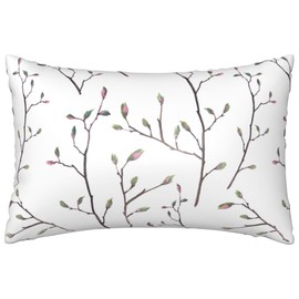 Satin Pillowcase for Hair and Skin Watercolor Branches Silk Pillowcase with Hidden Zipper Soft Breathable Smooth Cooling Pillow Covers Queen Size for Bedroom Sofa 20” x 30”