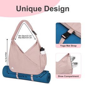 flintronic Sports Gym Bag, Yoga Mat Bag Womens, Travel Duffel Bag with Shoe Compartment and Wet Compartment, Sports Bag with Hidden Yoga Mat Strap, for Sports, Gym, Travel, Pink
