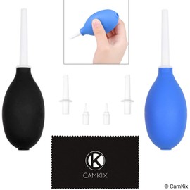 Air Blowers Set of 2 with Short, Medium and Long Nozzles - Removes Dust and Dirt from Cameras, Lenses, Filters and Sensitive Electronics - Powerful Air Blast - Durable - Microfiber Cleaning Cloth