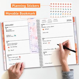 CRANBURY Academic Planner 2025-2026, Large 8.5x11 Weekly Monthly Calendar Agenda, Use Now to June 2026 Daily Organizer, Spiral Bound Planner with Tabs, Bookmark, Pocket, Stickers