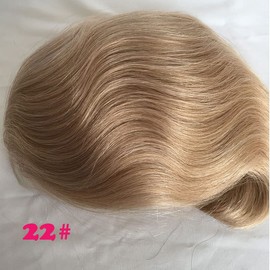 Voloria Toupee for Men 100% European Human Hair Swiss Lace Front Natural Hairline Hair Pieces 0.08mm Thin Skin PU V-looped Men's Hair Replacement System 8x10 Inches #22 Light Ash Blonde Color