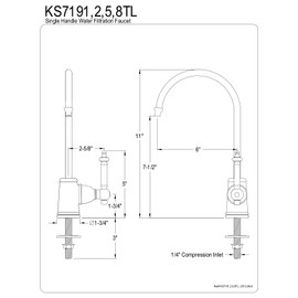 Kingston Brass Gourmetier KS7192TL Templeton Single Handle Water Filtration Faucet, Polished Brass