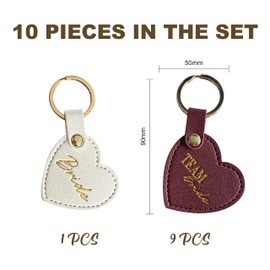 GroomBrideGifts Bridesmaid Gifts Bachelorette Party Favors Decorations For Women 10 Pcs Team Bride Keychains.（Wine Red）