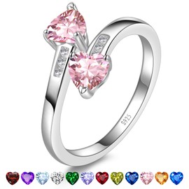 Yaresul Adjustable Pink Ring for Women Pink Heart Ring October Birthstone Ring for Women 925 Sterling Silver Promise Ring Statement Rings Adjustable Ring Open Ring Stackables Ring