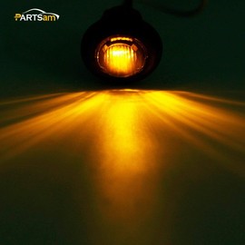 Partsam 20Pack 3/4" Inch Smoke Lens Amber LED Round Clearance Lights Side Marker Identification Light Turn Signal Grill Light for Trailer Truck Car Pickup