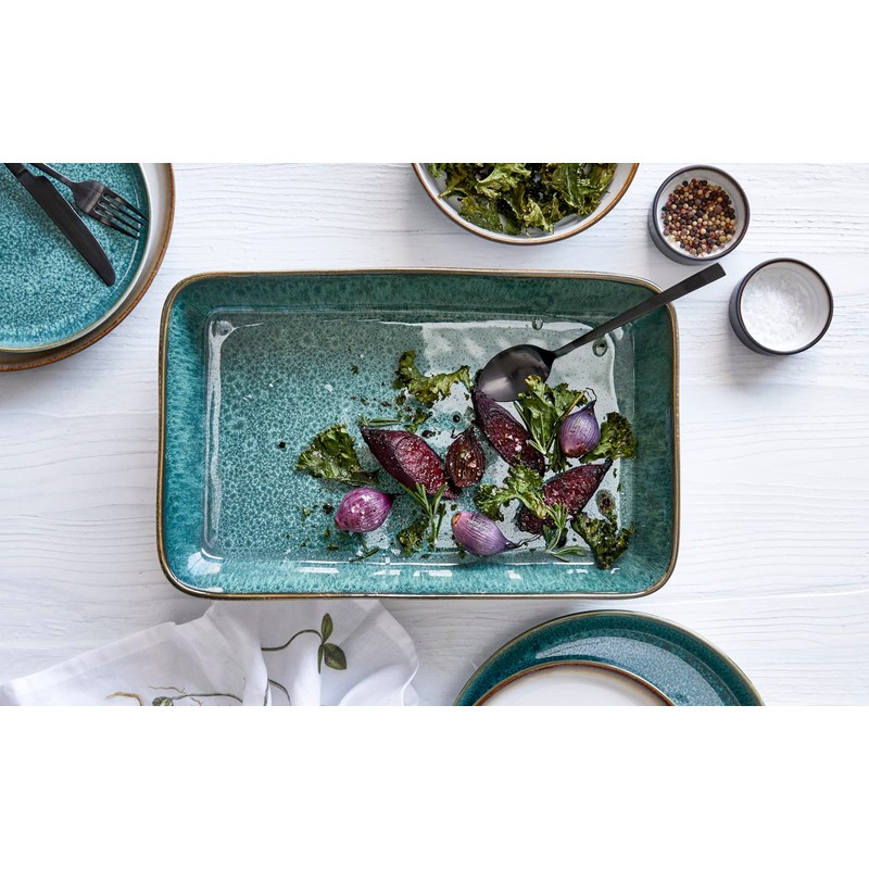 BITZ Stoneware Lasagna Baking Dish, Rectangular Oven Dish, 19 x