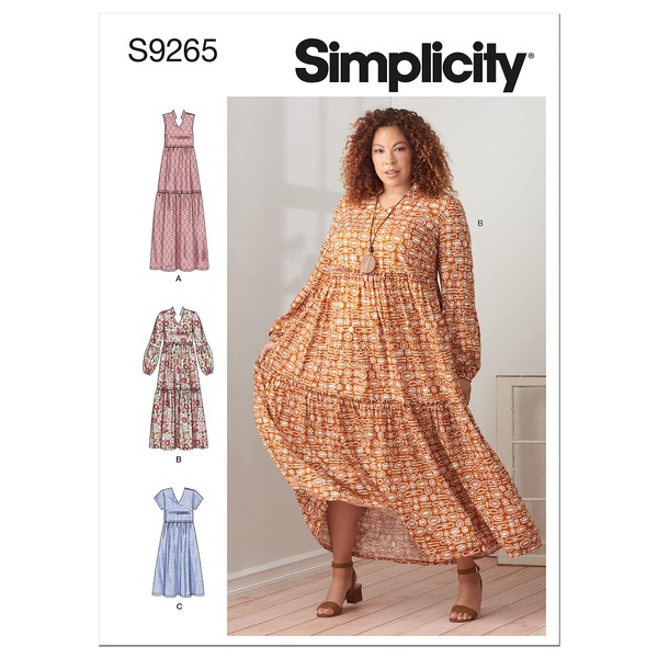 SIMPLICITY SS9265A Misses/Plus Size Dress A (XXS-XS-S-M-L-XL-XXL), White
