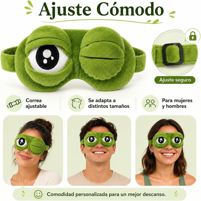 3D Frog Sleep Mask, Frog Eye Mask for Sleeping, Adjustable