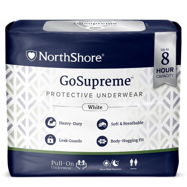 NorthShore GoSupreme Pull-On Incontinence Underwear for Men and Women, 2X-Large, Pack/12