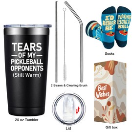 DOEARTE DOEARTE Pickleball Gifts for Men - Tears of My Pickleball Opponents - Gifts for Pickle ball Lovers - Great Pickle Ball Gift on Christmas, Birthday - 20oz Insulated Tumbler