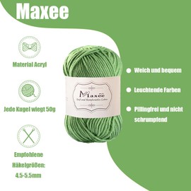 Maxee 250g(50gx5) Handstrickgarn Multicolor, Acryl Garn zum Stricken, Weicher Wolle zum Häkeln und Kunsthandwerk, Hand Knitting Garn zum Häkeln, Schals für Strickanfänger, Erfahrene Stricker