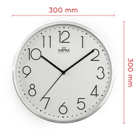 MPM Quality Design Metallic Elegance Wall Clock Aluminum White Numbers 3D Effect Quartz Sweep Round Wall Clock Modern Wall Decor Decorative Home Clock Wall Office Kitchen Living Room