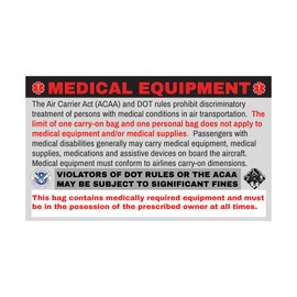 BiPAP Medical Equipment Luggage Tag - Handle with Care, DOT and ACAA regulations (Lug-BiPAP -329) Quantity (1)