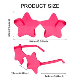 REHALY 12 Pairs Rimless Star Shape Sunglasses Candy Transparent Sunglasses Pentagram Glasses for Women Kids Party Streetwear