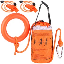 Wowangce Water Rescue Throw Bag with Rope and 2 Emergency Whistles with Lanyard Emergency Rescue Rated to 1844lbs for Kayaking Boating Fishing Rafting, High Visibility (70 Ft Rope)
