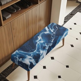 Rerteryuro Blue Bench Cover Stretch Dining Bench Cover Cushion Covers Removable Protector Covers for Dining Room, Living Room, Kitchen