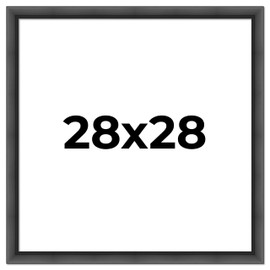 28x28 Black Contemporary Wood Square Frame - Picture Frame Includes UV Resistant Acrylic Protective Front, Acid-Free Foam Board Backing, & Hanging Hardware