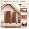 Yoojahow 4 Panel Rolling Bamboo Short Room Divider with Wheels,
