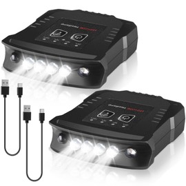 VIHOSE 2 Pcs LED Clip on Cap Lights, Christmas USB Rechargeable Cap Flashlight Clip, Waterproof Ultra Bright Hat Battery Powered on Headlamp for Hats Fishing Hunting Camping Hiking(Black)