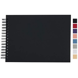 potricher 12.2 x 8.5 Inch Hardcover Kraft Blank Page DIY Scrapbook Photo Album, 80 Pages (40 Sheets) Wedding Anniversary Family Small Scrapbook Photo Album (Black)