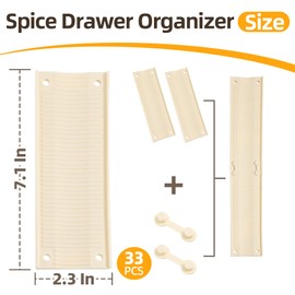 MIUKAA 33 Pack Adjustable Spice Liner, Slip-Proof Spice Drawer Organizer, Kitchen Drawer Liner for Spices Bottle,Tableware, Cups Organizer（Single 7.1 x2.3 in） 3mm thick