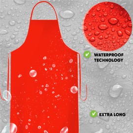BWOLF Tony Apron Waterproof Oil Resistant Work Apron Slaughterhouse Industrial Apron Long, red