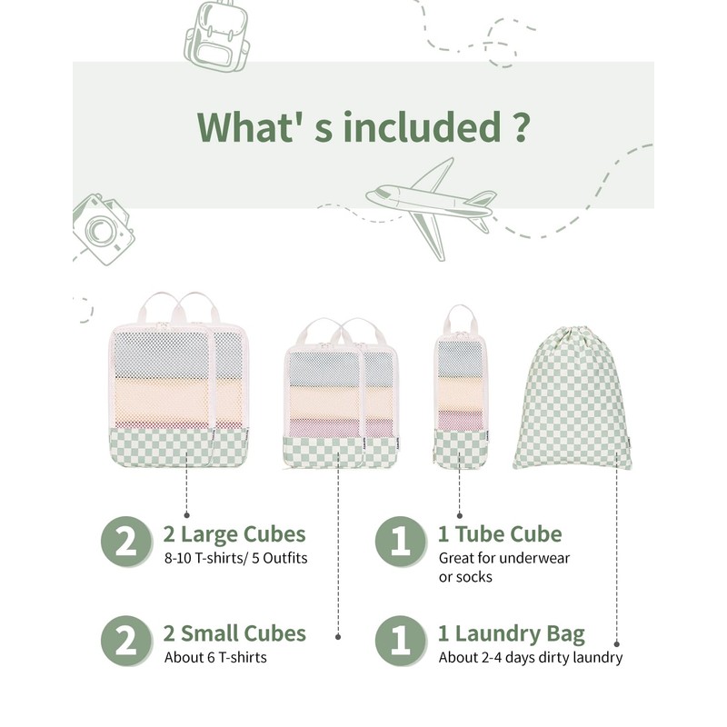 Narwey Compression Packing Cubes for Carry on Suitcase and Backpack,