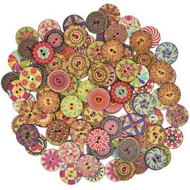 Renashed 200 Pcs Vintage Round Wooden Buttons with 2 Holes for DIY Sewing Crafts Scrapbooking Random Color (Vintage 20mm)