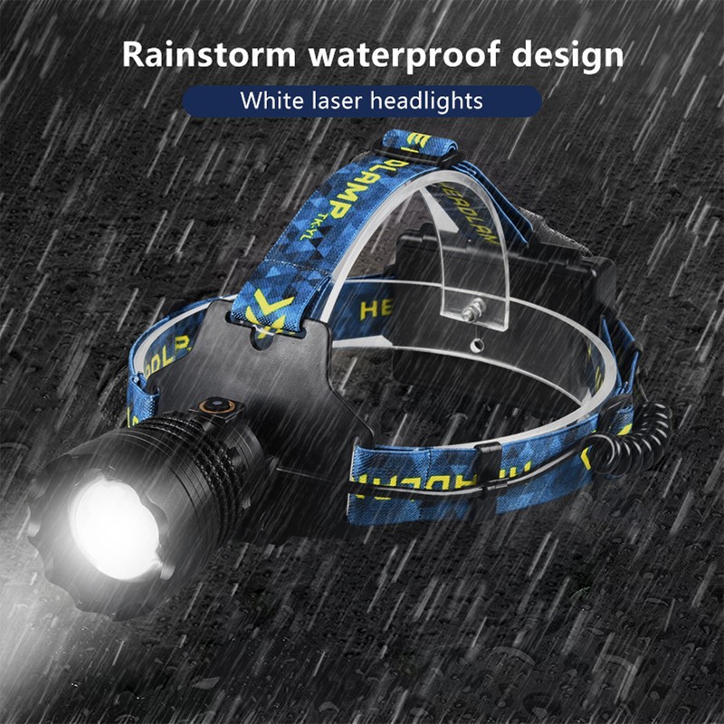 LED Rechargeable Headlight 3000LM 25W High Power Zoomable Headlamp for