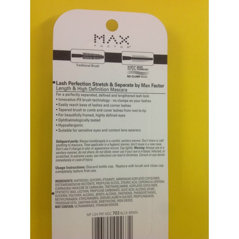 Max Factor Lash Perfection Mascara BLACK BROWN #703 WASHABLE NEW.
