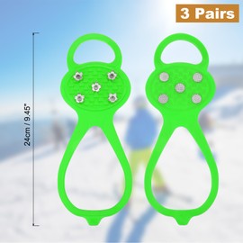 PATIKIL Grippers Spike, 3 Pack Walk Traction Cleats Non Slip Spikes Grip on Snow Ice Multi-Terrain Surfaces Abrasion Rust Resistant with 5 Steels for Shoes Boot, Green Size-M